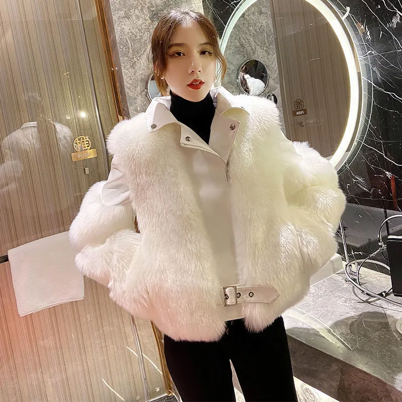 Zipper faux fur coat sale