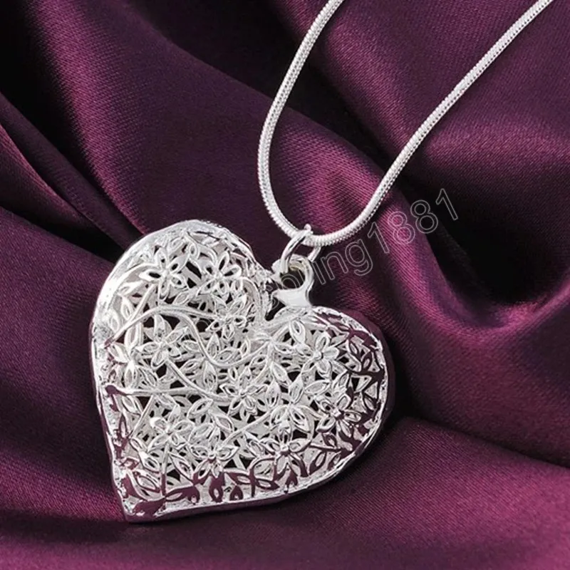 925 Collana in argento sterling 925 con ciondolo a forma di cuore intagliato a forma di serpente per gioielli da donna con ciondoli per feste di nozze