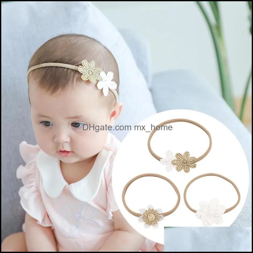 Hårtillbehör Europe Fashion Infant Baby Girls pannband Söt spetsblommor huvudband Band pannband Bandanas Hårband 15093 DR MXHOME DHKBF