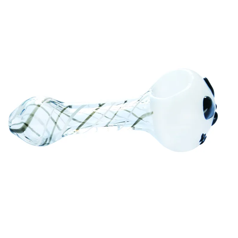 Vente en gros 11 cm de long tuyau accessoires pour fumer narguilé cuillère à tabac unique rayé mini tube de verre petit tube à main