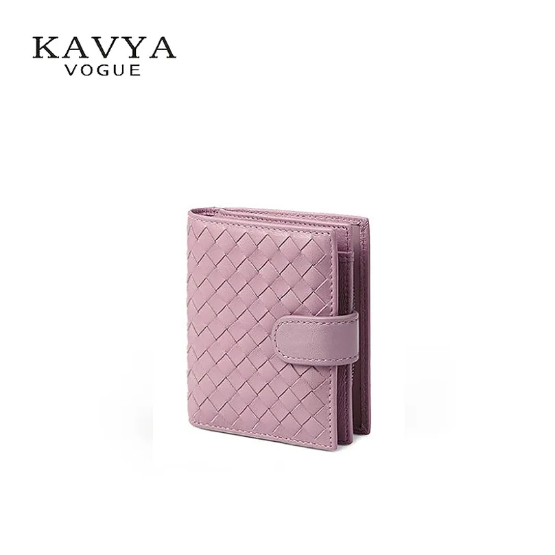 Kavyavogue Moda Mulheres Ovelha de Couro Genuína da Carteira da Lady Lady Classic Curta Carteira Bolsa Bolsa Feminina PackageMx190822