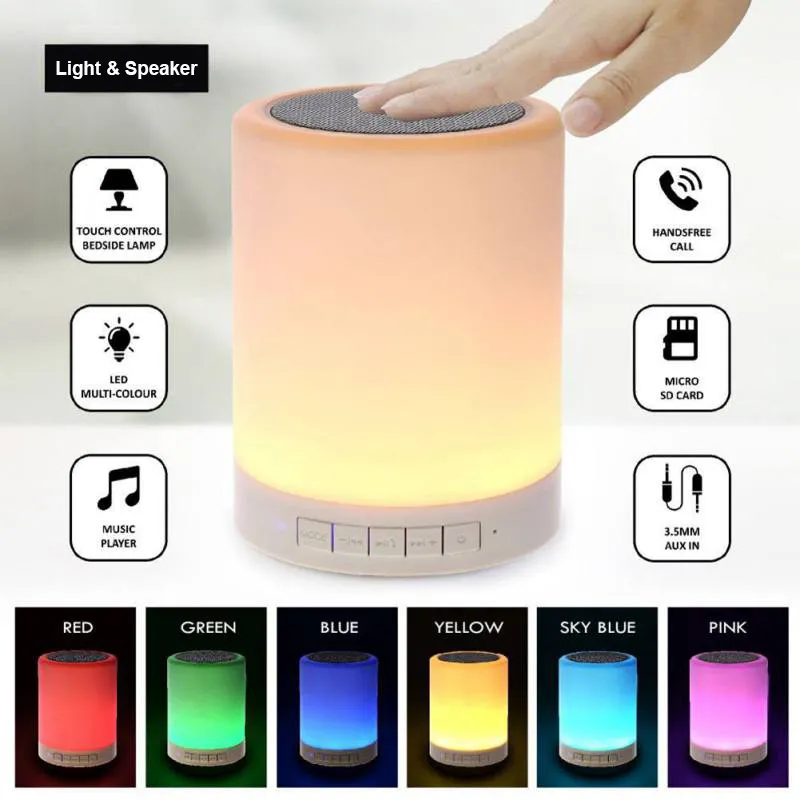 Bluetooth Speaker Player Touch Pat Light Wireless Portable Speaker Colorful LED Night Light Bedside Table Lamp for Better Sleeps