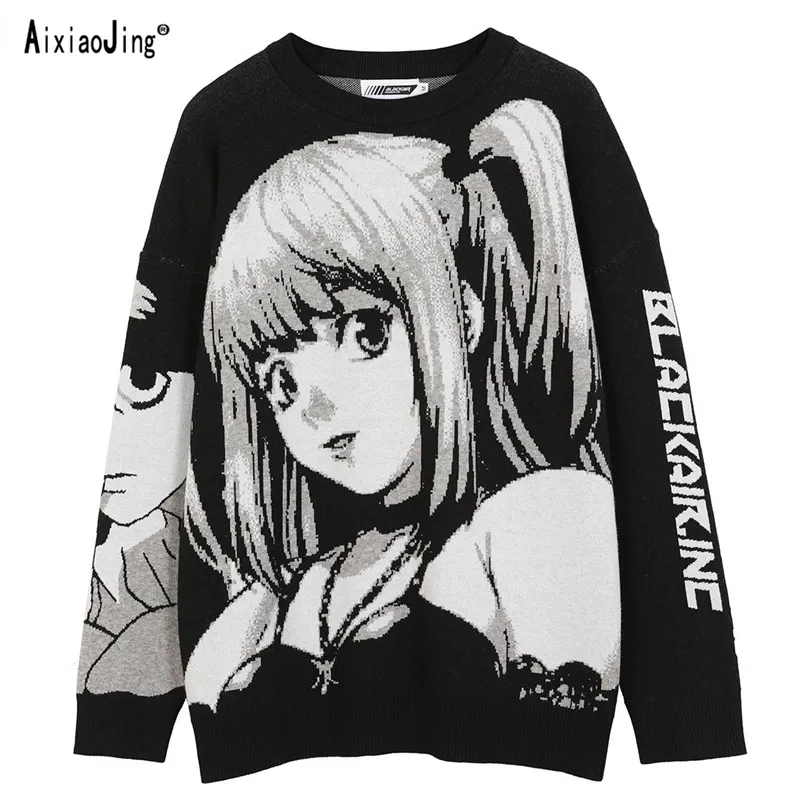 Hip Hop Street Street voor dames Harajuku Sweater Spring Summer Retro Japanse Anime Girls Gebreide katoenen pullover sweater Ladies 220819