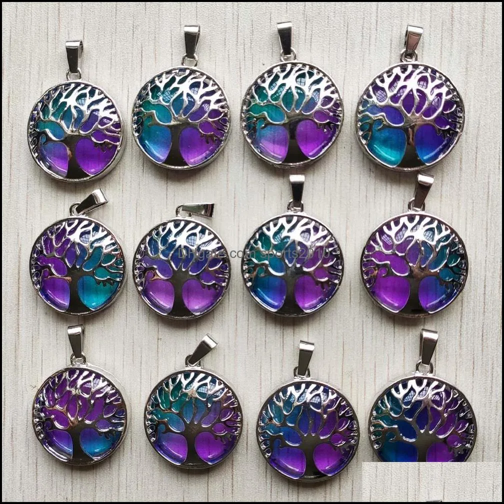 Arts And Crafts Fashion Colorfl Glass Alloy Tree Of Life Charms Pendants For Jewelry Diy Necklace Accessories Marking Whol Sports2010 Dhf1X