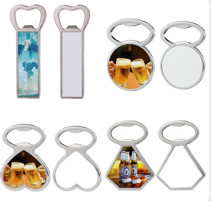 Thermal transfer bottle opener sublimation refrigeratores sticker metal piece blank refrigerator stickersbeers stainless steel bottle openers