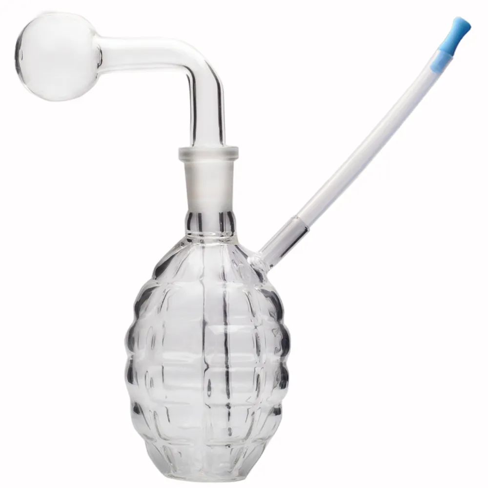 14 mm femmina portatile bruciatore a nafta in vetro tubo acqua bong accessorio per fumatori forma di granata con ciotola e bocchino in silicone