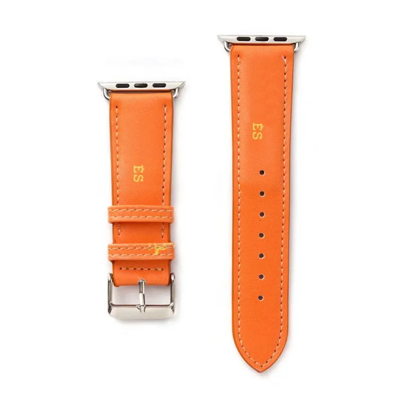 Leather Apple Watch Band 2024 Smart Watch Strap Bracelet for iWatch 38mm 40mm 41mm 42mm 44mm 45mm Red Black White Orange