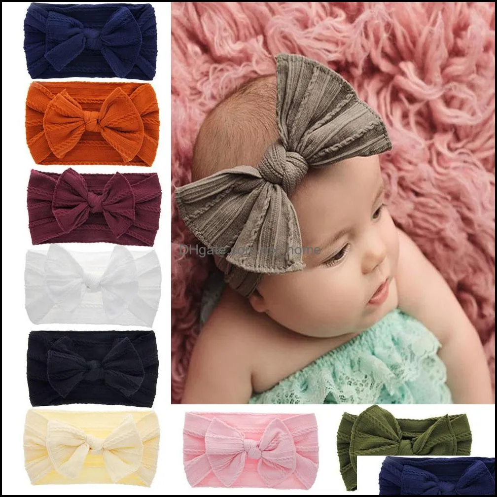 إكسسوارات الشعر عداد المدى فتاة Baby Bowknot Turban Twist Head Wrap Twisted Knot Nylon Band Band Kids Bandanas 8 Colo Mxhome Dhxgj