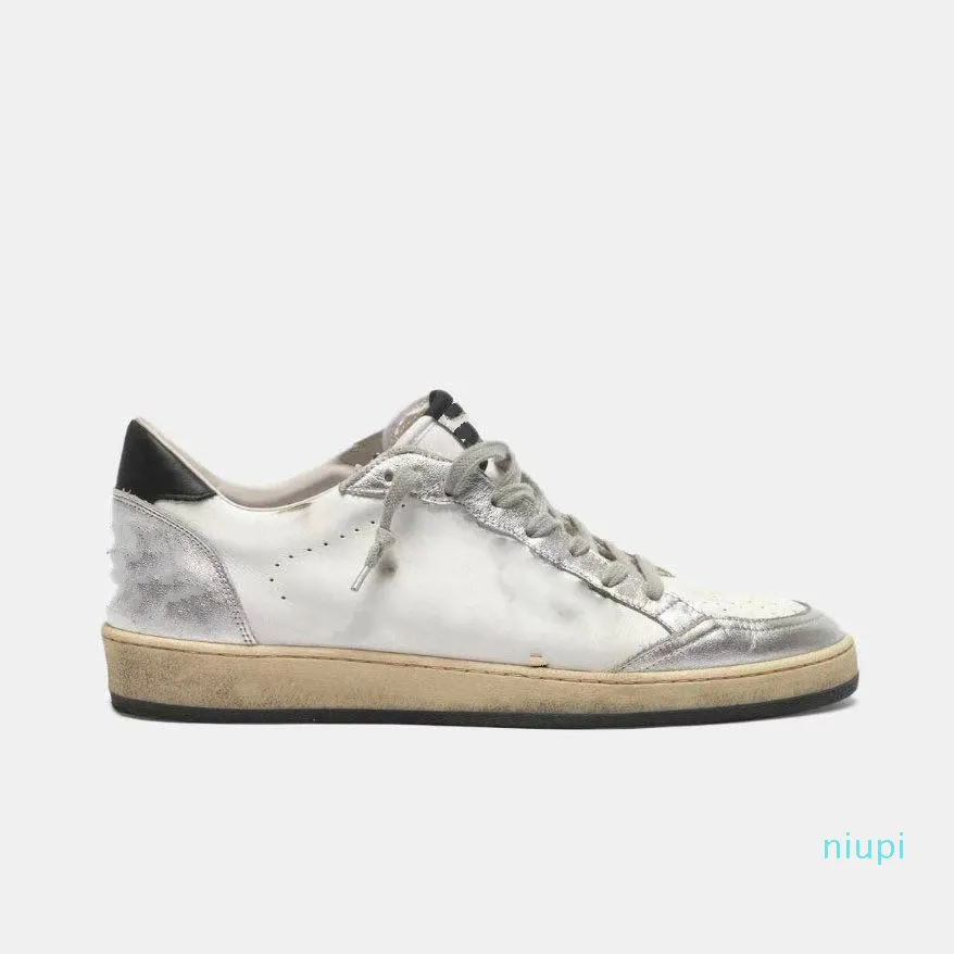 Moda Mulheres Novo lan￧amento Sneakers Sneakers Camur￧a de couro dourado Glitter Leopard Casual Lace-up Super Star Classic Do Old Dirty Tennis Men Sapatos 2022