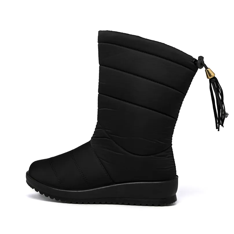 Winter Boots Women Winter Shoes Mid-Calf Waterproof Snow Boots Wedges Warm Fur Female Boots Shoes Woman Footwear Chaussures 200916