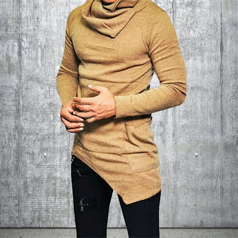 봄 가을 불규칙한 터틀넥 스웨터 남성용 솔리드 캐주얼 풀오버 탑 겨울 남성 슬림 니트 패션 마모 220819