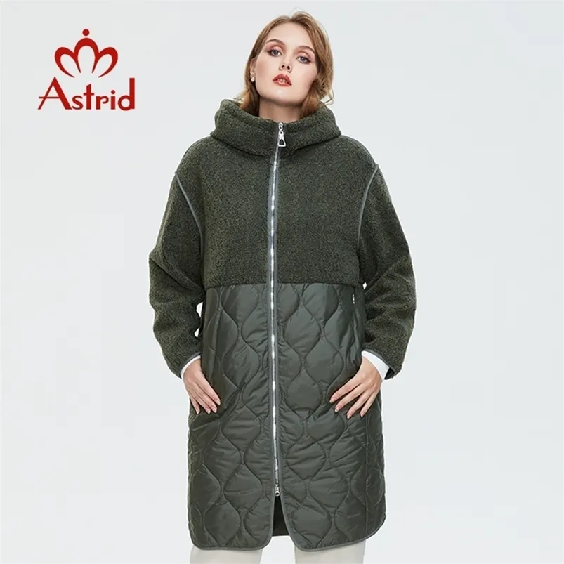 Astrid Women S Autumn Winter Coat Faux Päls toppar Fashion Stitching Down Jacket Huva överdimensionerade Parkas Women AM 7542 220819