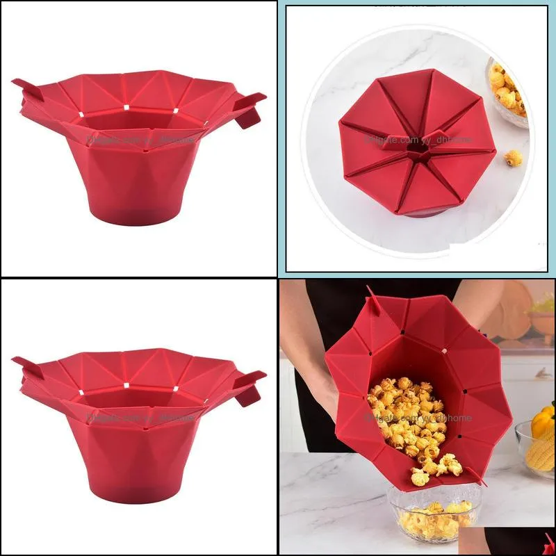 Tiglas Sile Pipoca Bowl Bowl Maker Diy Microondas dobra balde vermelho Home Kitchet Gadget Deliver