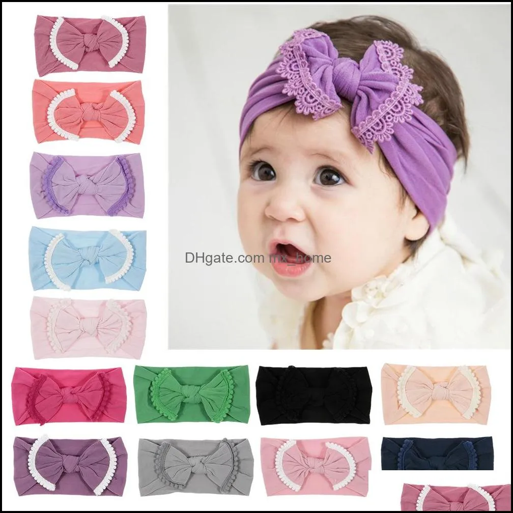 Accessoires de cheveux Europe Mode Infantile Bébé Nylon Bowknot Bandeau Enfants Large Bande Glands Arc Enfants Chapeaux Accessoire 22 C Mxhome Dhxmo