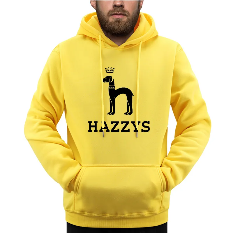 Hazzysレター印刷されたパーカーの男性ポストモダンゴシックスタイルスウェットシャツファッションカジュアルストリートウェアフリースポケット新しいフード付き男性