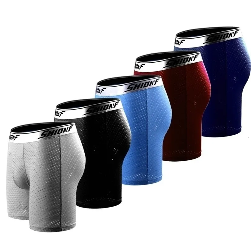 5 Pcs / lot U poche convexe hommes sous-vêtements sexy respirant longue jambe maille Boxer Cool sous-vêtements doux hommes Boxer culottes CuecasMX190904