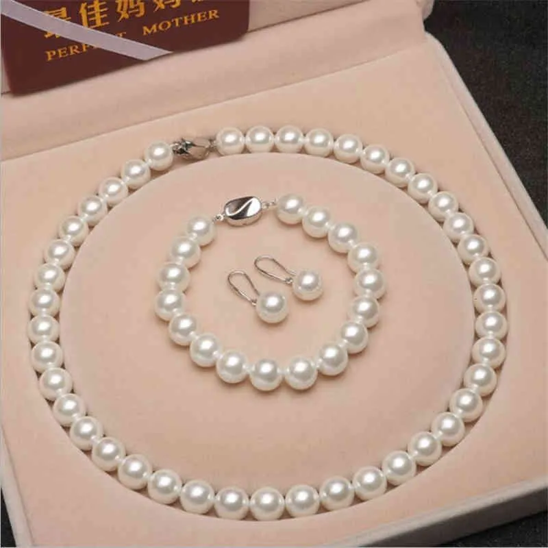 Armband Bangle Designer Mother Gift Fashion Classic Personality Wild Natural Shell Pearl Necklace Bride Suit Wholesale Jewelry Set Parure Bijoux Femme