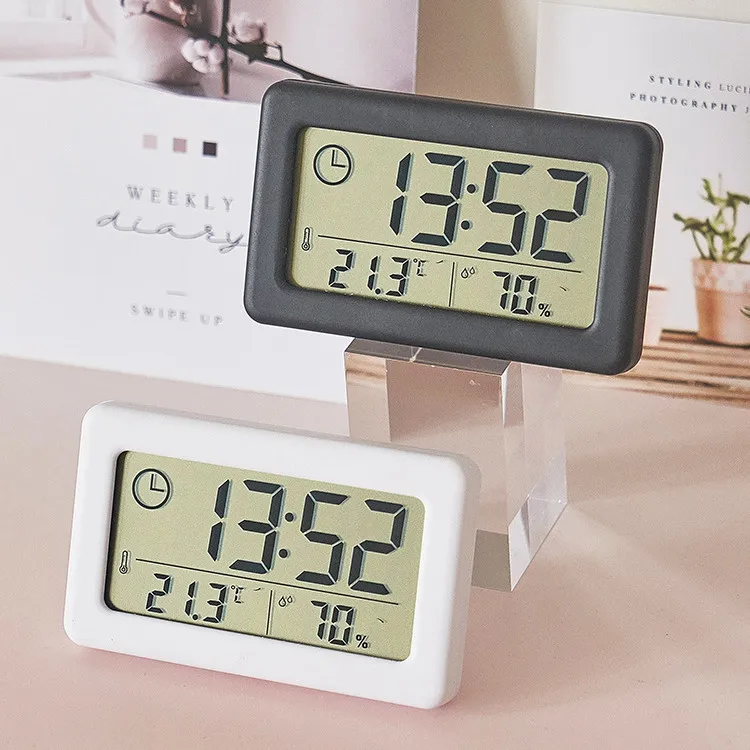 Digital Wecker Thermometer Hygrometer Meter LED Indoor Elektronische Feuchtigkeit Monitor Uhr Desktop Tischuhren Für Zuhause