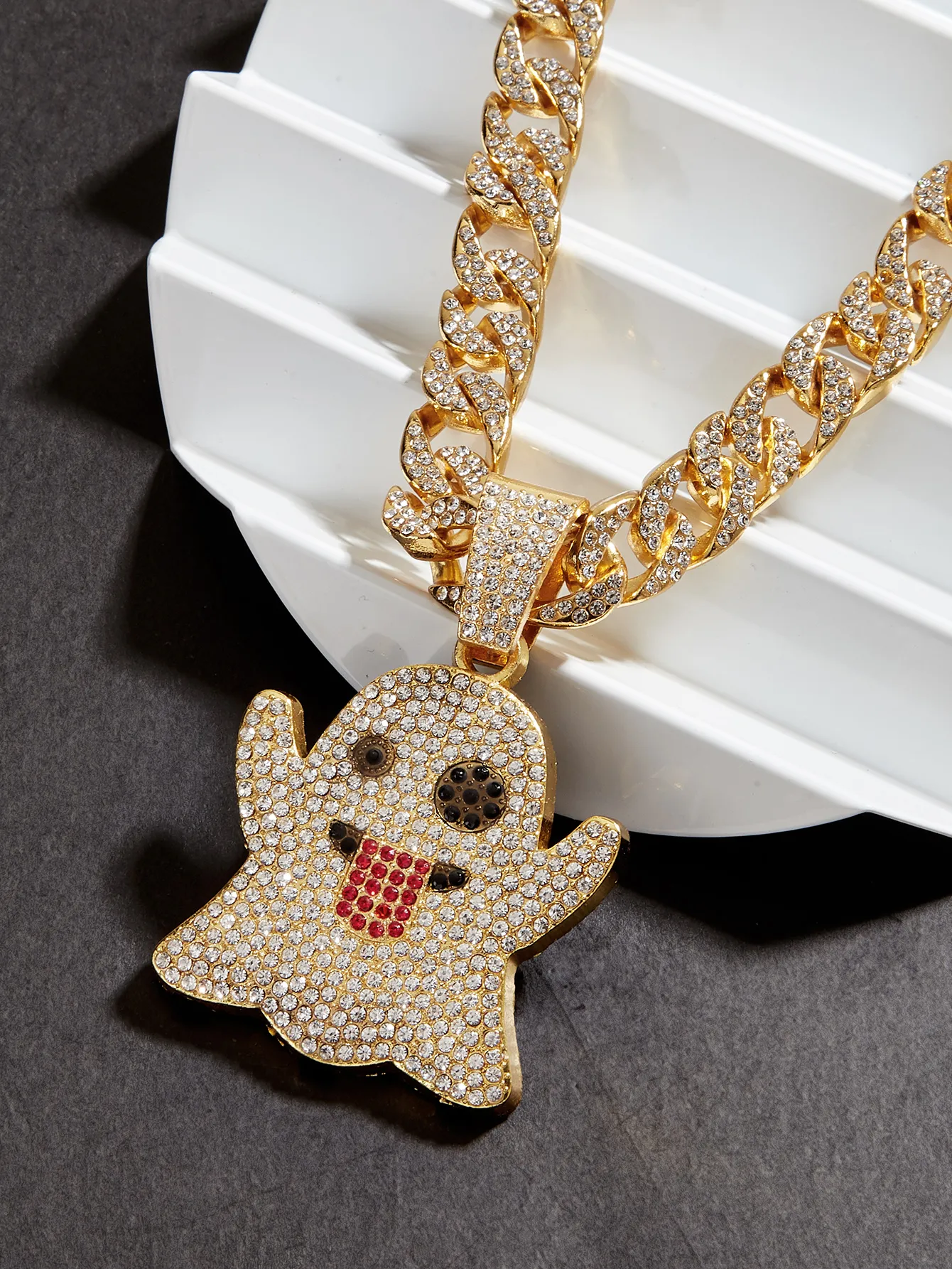 Choucong Hip Hop Bling Mode Kettingen Sieraden Heren Goud Zilver Miami Cubaanse Link Chain Kettingen Diamond Crystal Iced Out Chian Vrouwen Mannen Ketting Ghost ontwerp