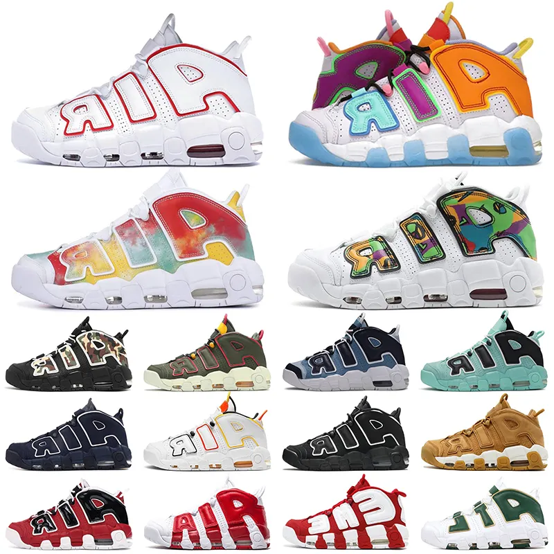 Big Size US 11 Uptempos Basketball Shoes 36-45 Mens Scottie Pippen Black Bulls Hoops Pack White Varsity Red Sports Womens more ptempo Peace Love sneakers Top quality