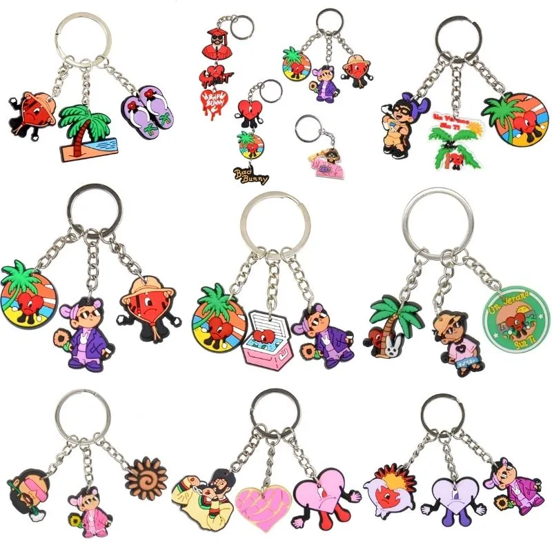 1st Säljer Factory Bad Bunny Custom Logo Soft Plastic Eco PVC CLOG CHARMS SKODELAR ACCEPTORIES KEYCHAIN ​​18JDW