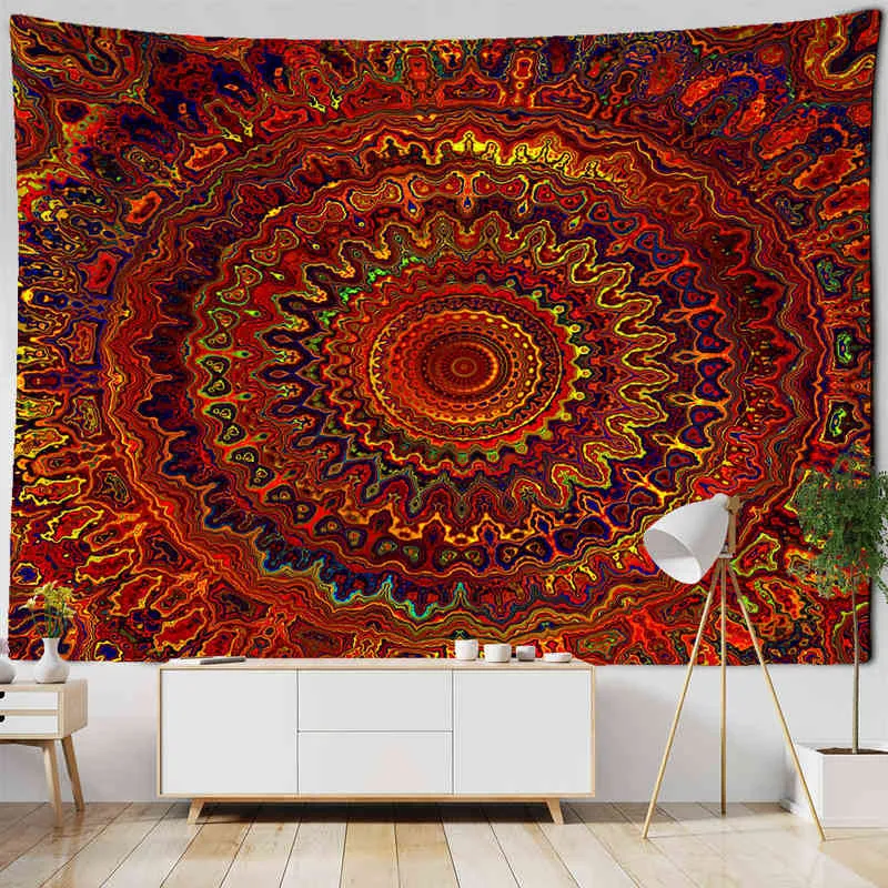 Tappeto mandala indiano appeso a parete stregoneria mistica Boho psichedelico hippie arte tapiz camera da letto decorazioni per la casa J220804