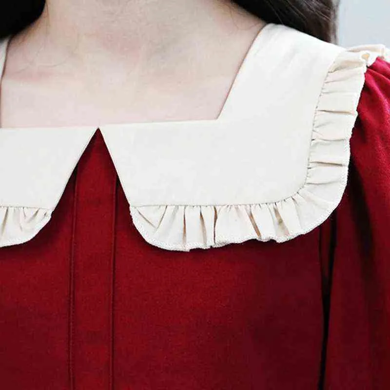 Abito longuette coreano per ragazze adolescenti Autunno principessa Patchwork Abbigliamento elegante per bambini Abiti a maniche lunghe per bambini Primavera Rosso Blu