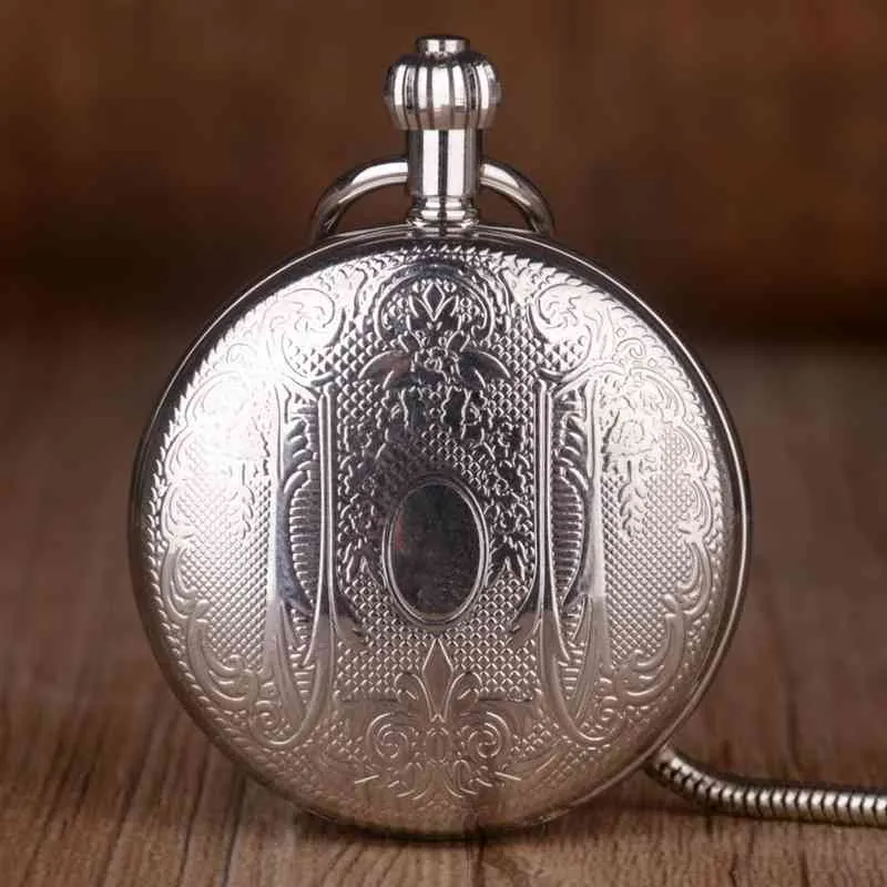 5pcs Skeleton Pocket Watches Steampunk Hand-wind Mechanical with Fob Chain for Mens Womens Relojes De Bolsillo