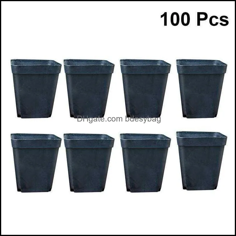 Plantadores POTS 100pcs Planta de flor quadrada Mini Plantas de plástico prático Plantas com sucesso sem placas Y0910 Drop de Bdesybag Dhvwq