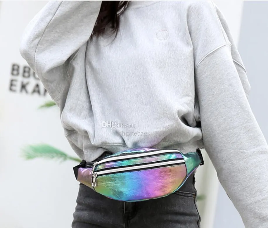 Purple Holographic Festival Bum Bag, Travel Waist Pack & Pouch