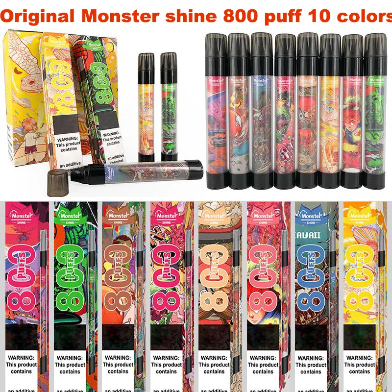100 Original Monster Shine Disposable Vape Pen E Cigarette Device With LED Light Glowing 550mAh