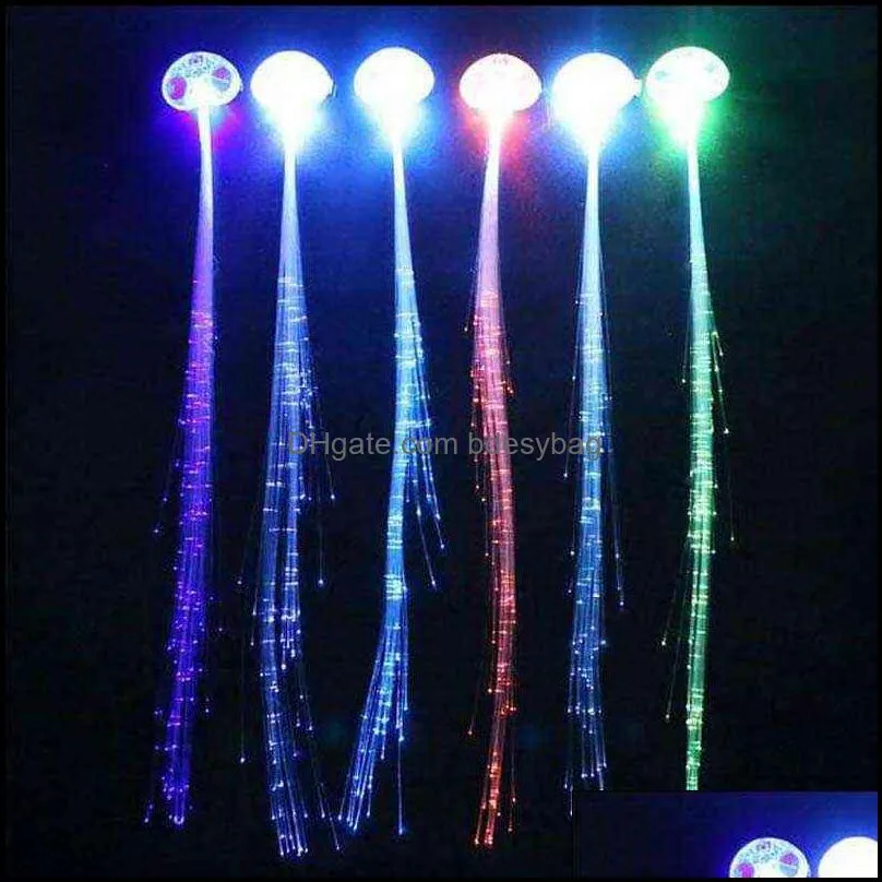 Dekoratif Çiçek Çelenkleri 50pcs Glow Led Işık Up Fiber Optik Barrettes Partisi Dans Saçkağı Klipli Yanıp Sönen Örgü Biz Bdesybag Dhalx