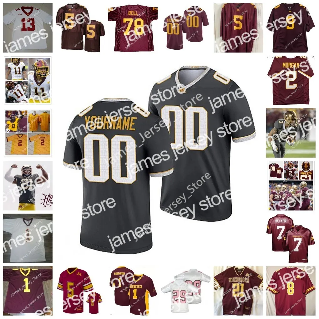 22 NCAA Minnesota Golden Gophers Jersey de fútbol cosido Dylan Wright 3 Treyson Potts 15 Jacob Clark 22 Steven Ortiz Jr. 91 Deven Eastern