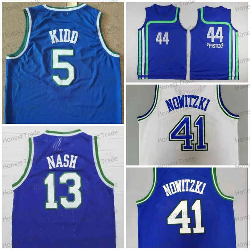 Retro Dirk 41 Nowitzki Erkekler Basketbol Forması 5 Kidd Mavi Nash Erkek Formaları Dikişli Yüksek Kaliteli Vintage Üniformalar Dikişli Formalar Açık A