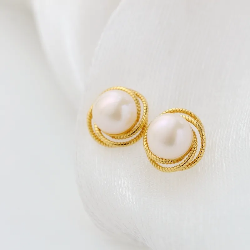 925 Sterling Silver Earstuds Inlaid Natural Freshwater Pearl Fashion Creative Earring 18K Gold Plated Style Jewelry 220816