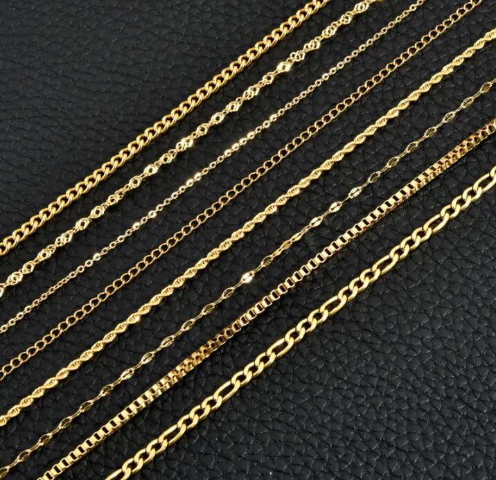 Catena di collana in acciaio inossidabile oro in oro 18K diverse catene oro e argento per la produzione fai -da -te