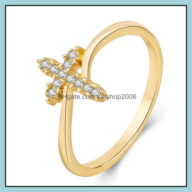 With Side Stones Cross Lucky Ring For Women Personality Punk Charm Jewelry Simple Sier Rings Drop Delivery 2021 Carshop2006 Dhy2M