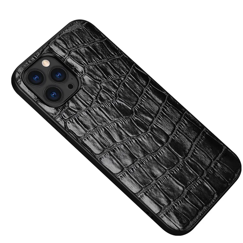 Äkta alligator mönster läder telefonfodral för iPhone 14 13 12 mini 11 pro max xr 7 8 samsung galaxy not20 ultra robust krokodil tryck affärsskydd