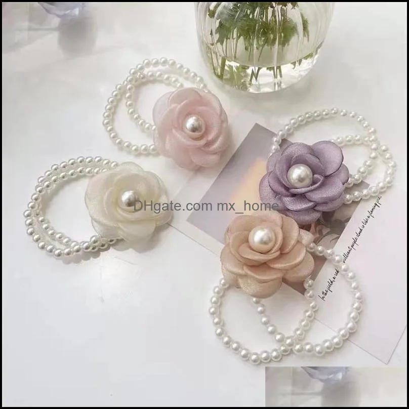 Hair Accessories Girls Tie Hairbands Bands Headband Teenage Childrens Flower Ring Elastic Rope Leather Pearl Scrunchies Prince Mxhome Dhe1X