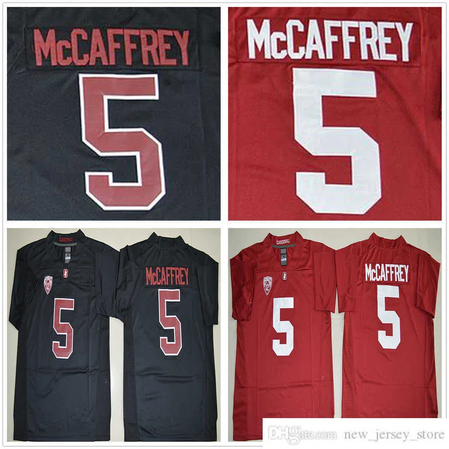 NCAA Discount Stanford Cardinal College Football Wear Трикотажные изделия 5 Christian McCaffrey Jersey Home Road Red Black Бесплатная быстрая доставка