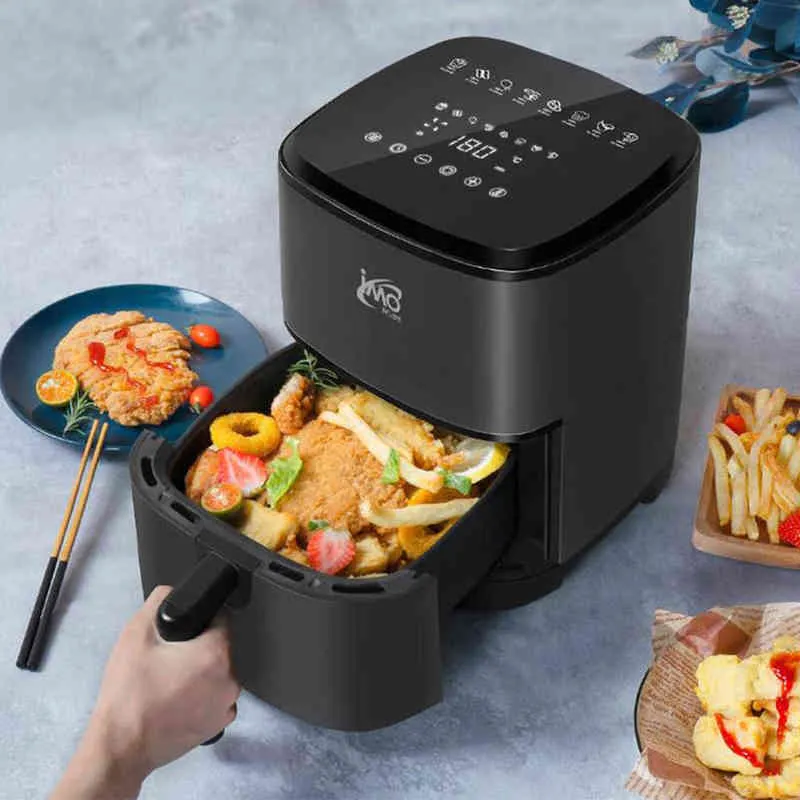 1200W Power Air Fryer Without Oil Electric Airfryer 3.5L Deep Fryer Pekskärm LED Digitala köksapparater för matlagning T220819