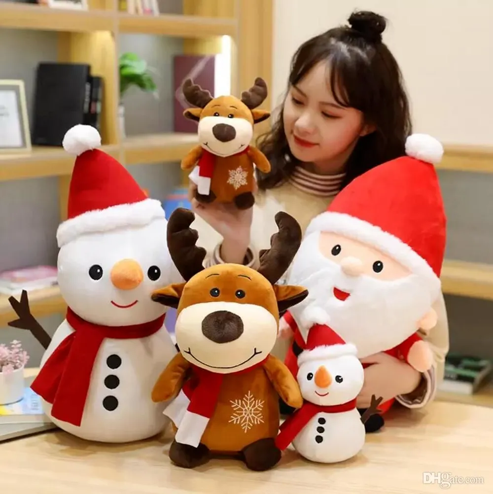 Doldurulmuş iyilik hayvanlar 23cm Noel Peluş Bebek Yumuşak Peluş Hayvan Peluş Bebekler Hediyeler Çocuklar için Doğum Günü Hediyesi Toptan