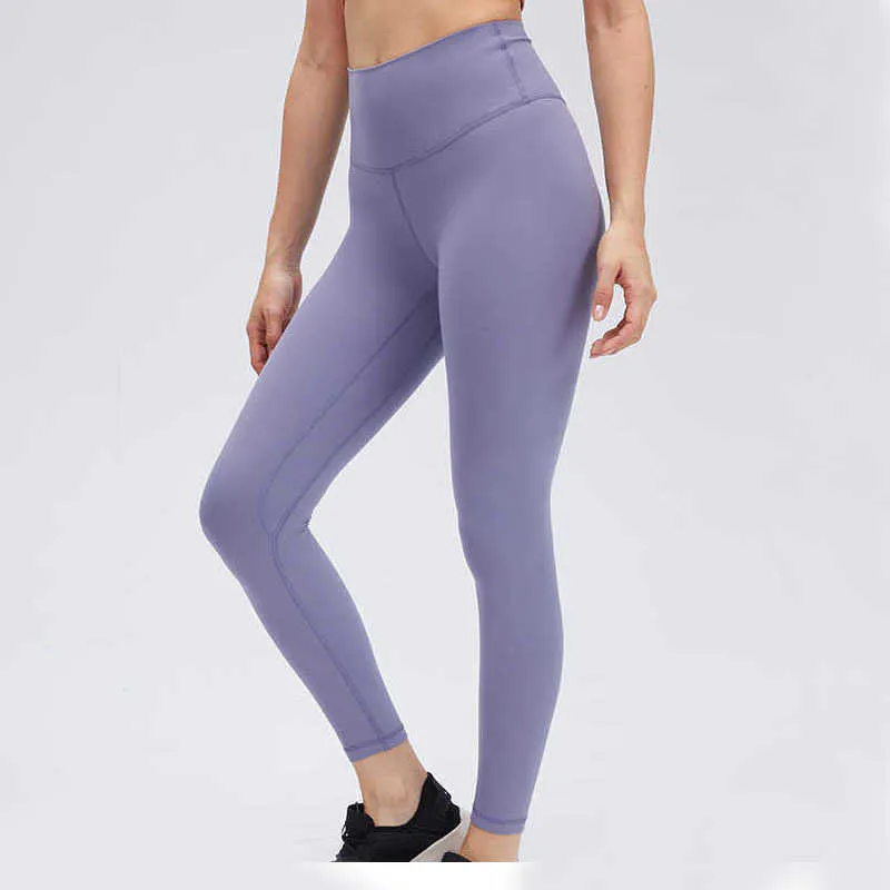 NWT L-85 Naked Material Women yoga leggings Outfits Solid Color Sports Gym Wear Pants High Waist Elastic Fitness Lady Overall Tights Workout