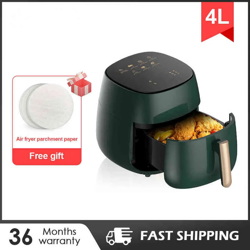 Friteuse à air intelligente 4 litres sans huile Écran tactile LCD Airfryer Menu prédéfini Four électrique Friteuse polyvalente Machine de cuisson T220819