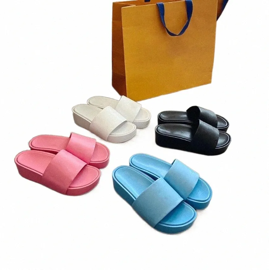 2022 Designer woman sandals fashion Beach Thick bottom slipper platform Alphabet lady Sandal Leather High heel slides