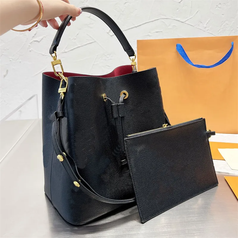 Designer Bucket Bag Neonoe Leather Shoulder Lady Bags Luxury Brown Black Handbags Purses Crossbody Women Classic Women Neo Noe Totes