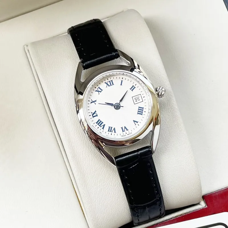 Nowy mody damski zegarek 26 mm kwarcowy ruch 316L stal nierdzewna obudowa skórzana żywotność Wodoodporne zegarki projektant Montre Homme