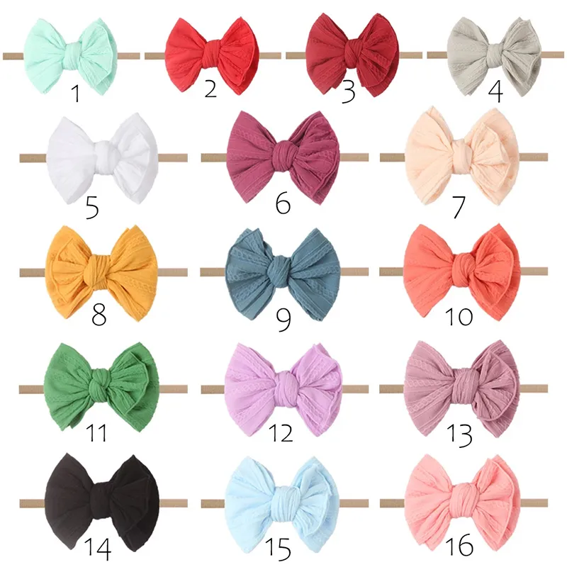 Nylon tulband haaraccessoires voor baby headdeksel hoge elascit pasgeboren baby nylon boog knoop headwrap kind kinderen hoofdbanden