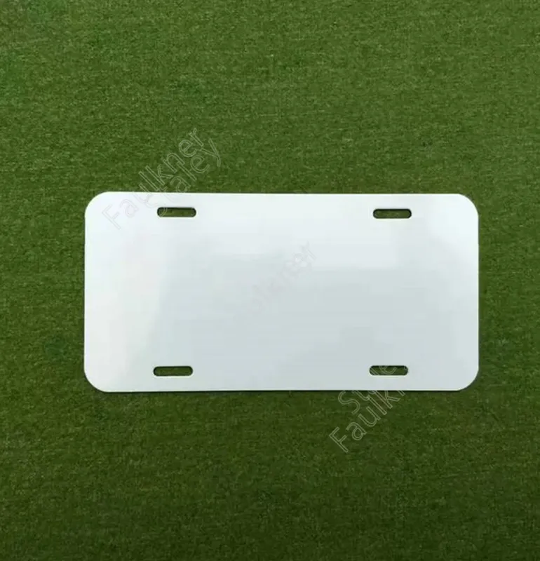 Sublimation License Plate 12x6inch Thermal Transfer Printing Aluminum Alloy White Blank Sheet 4 Holes Plates 300pcs Sea Shipping DAF482