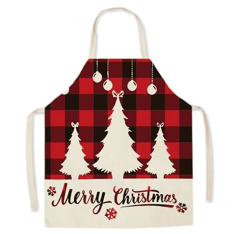 Christmas Apron linen home kitchen sleeveless smock parent-child party decorative apron T2I52806